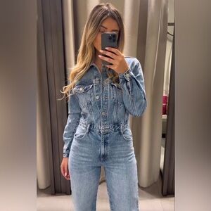 TRF STRAIGHT CUT DENIM JUMPSUIT
